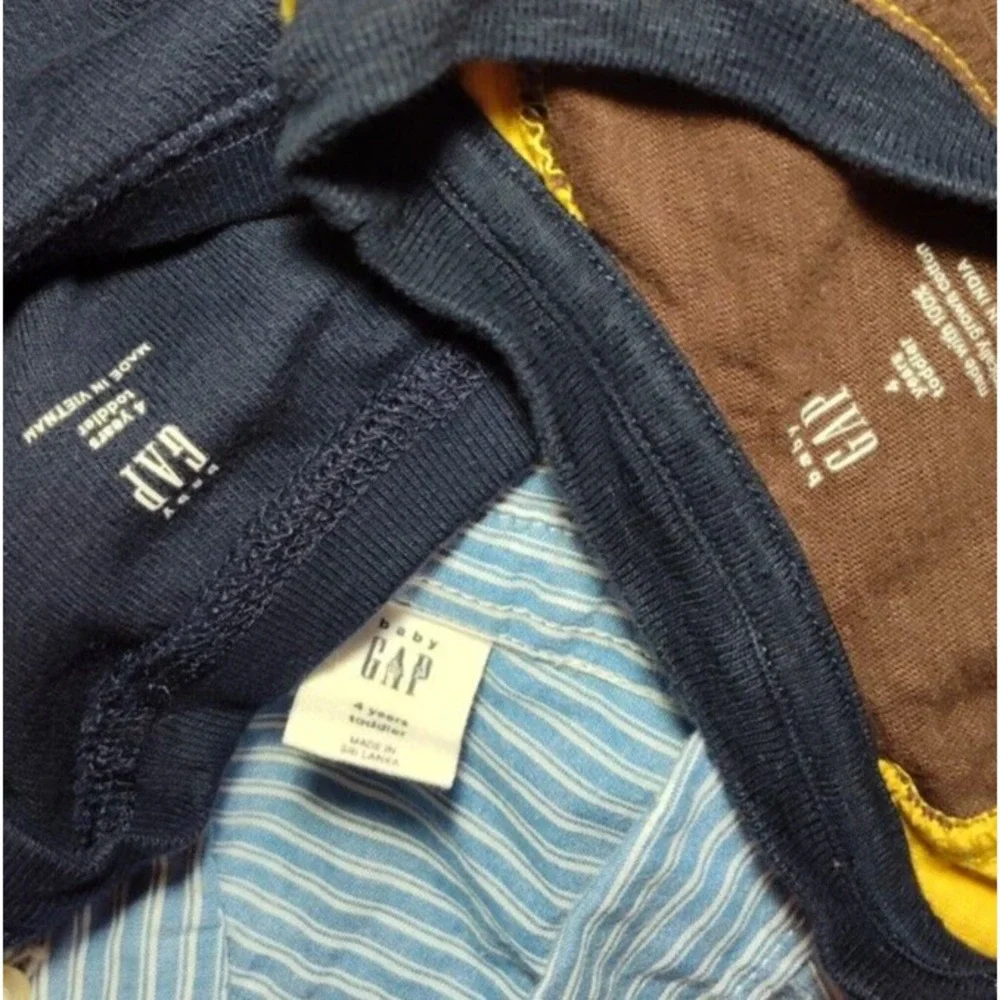 Baby Gap Boys Sz 4 Long Sleeve Shirt Lot Button‎ Down Pink Stripe Solid Navy 3pc